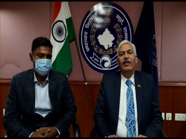 Anti-Corruption Bureau's Director General B L ( at Right side) Soni addressing about a case on Tuesday. (Photo/ ANI)