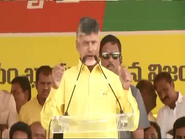 Chandrababu Naidu addressing a gathering in Tirupati on Saturday