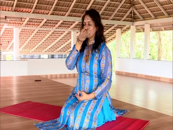 Pradnya Patil practises yoga at the Indimasi Healing Village. (Photo/ANI)