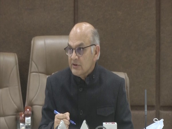 State Election Commissioner (SEC)  KK Sharma addressing a press conference in Jammu on Wednesday. (Photo/ ANI) 