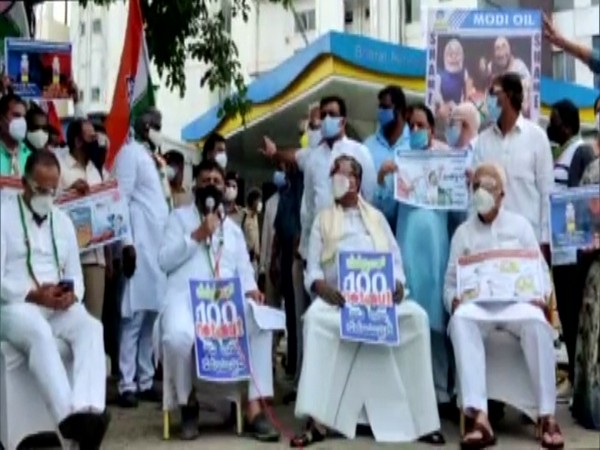 Visuals from the protest in Bengaluru. (Photo/ANI)