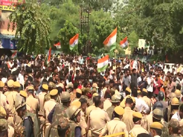 visual from the student protest in Jaipur (Photo/ANI)