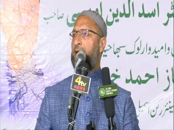 AIMIM chief Assadudin Owaisi addressing a gathering in Hyderabad on Wednesday.