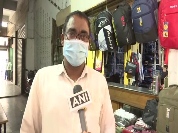 Mohammad Tajuddin, owner of a schoolbag shop in Hyderabad in conversation with ANI(Photo/ANI)