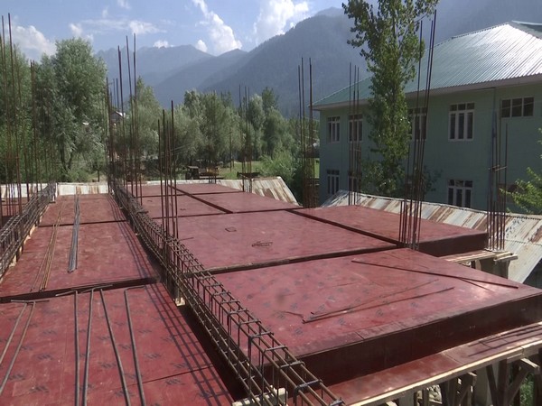 Construction work for the girls hostel in Ganderbal. (Photo/ANI)