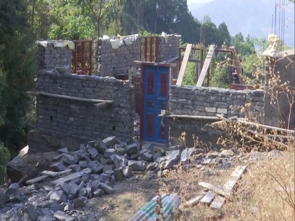 A house is being built under Pradhan Mantri Awas Yojana (PMAY) in Jammu and Kashmir's Rajouri district. (Photo/ANI)