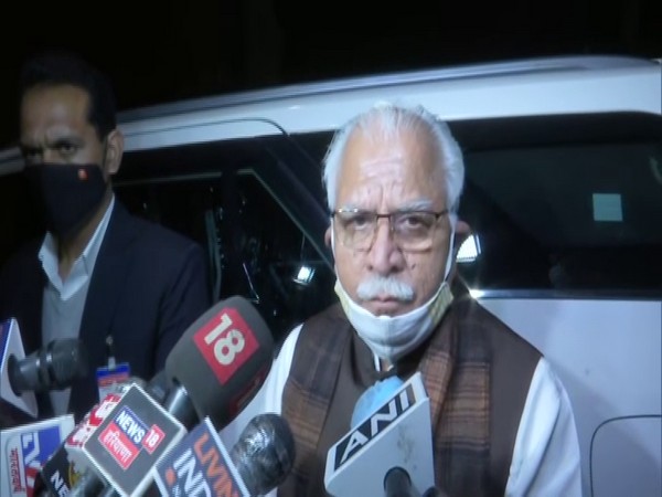 Haryana Chief Minister Manohar Lal Khattar talks to media on Saturday. (Photo/ANI)
