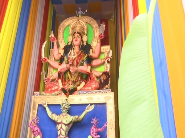 A 31-foot idol of goddess Durga killing COVID-19. (Photo/ANI)