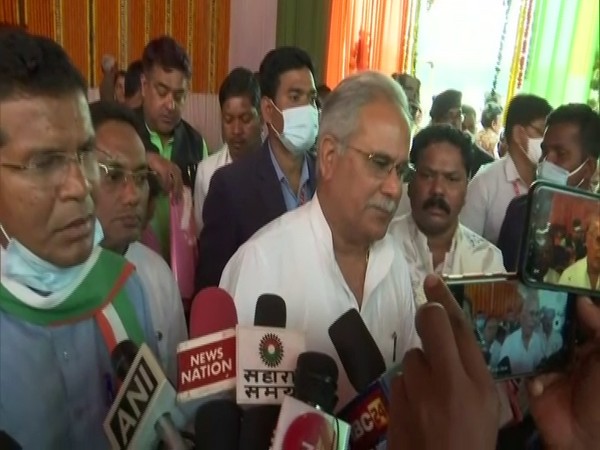 Chhattisgarh Chief Minister Bhupesh Baghel speaking to reporters in Kondagaon on Wednesday. (Photo/ANI)