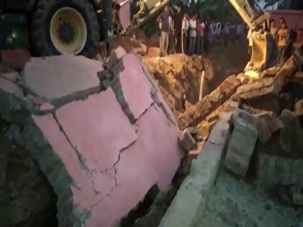 Visual from the  site of the wall collapse incident in Bihar's Khagaria district. (Photo/ANI)