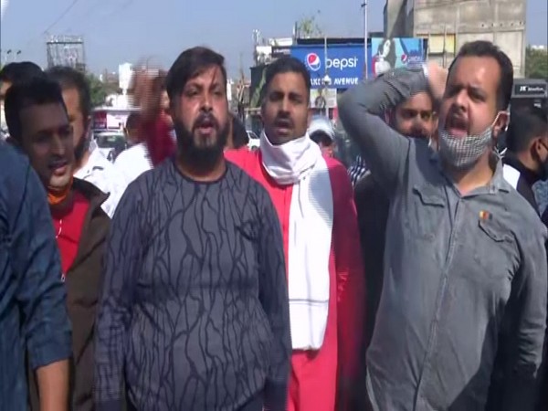 Visuals from the protest. (Photo/ANI)