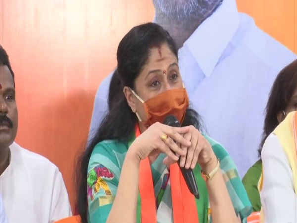 BJP leader Vijayashanti at the press conference on Thursday. (Photo/ANI)