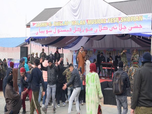 People dancing at the Chillai Music festival in Shopian. (Photo/ANI)