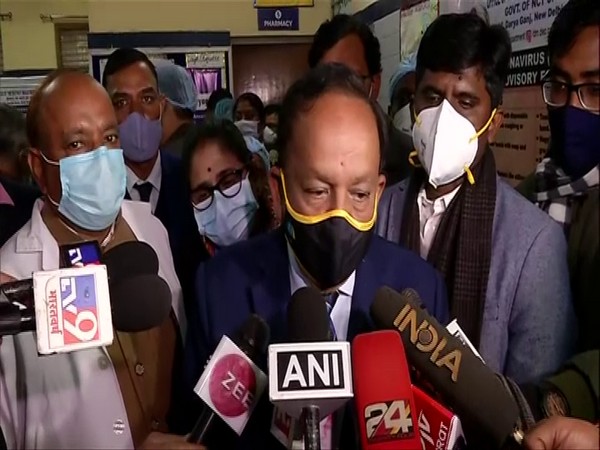 Union Health Minister Dr Harsh Vardhan on Saturday talking to media at Daryaganj primary health centre in Delhi.