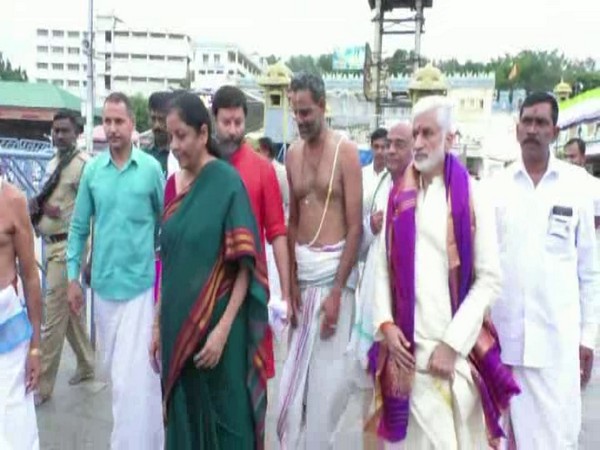 Nirmala Sitaraman while visitingTirumala temple