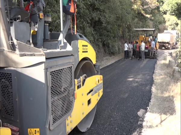 Construction of the road in Udhampur's Badole village. (Photo/ANI)