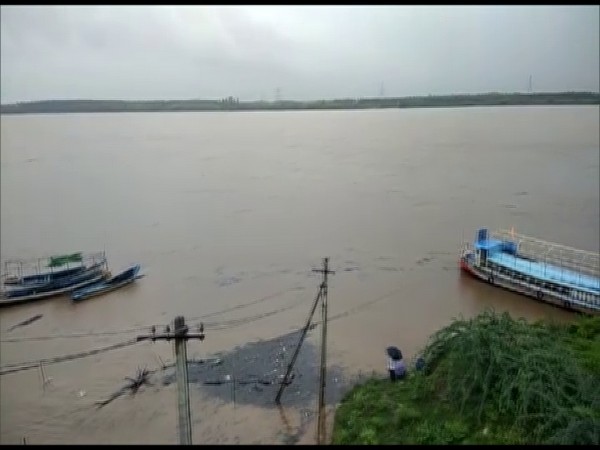 The Godavari river in Telangana water levels reached 45 feet on Saturday, 2 feet above the first danger level. (Photo/ANI)