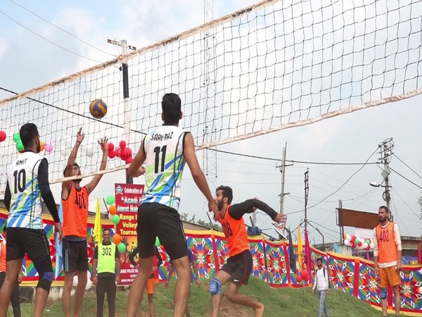 Visual of the Volleyball tournament at Udhamour,  Jammu and Kashmir (Photo/ANI) 
