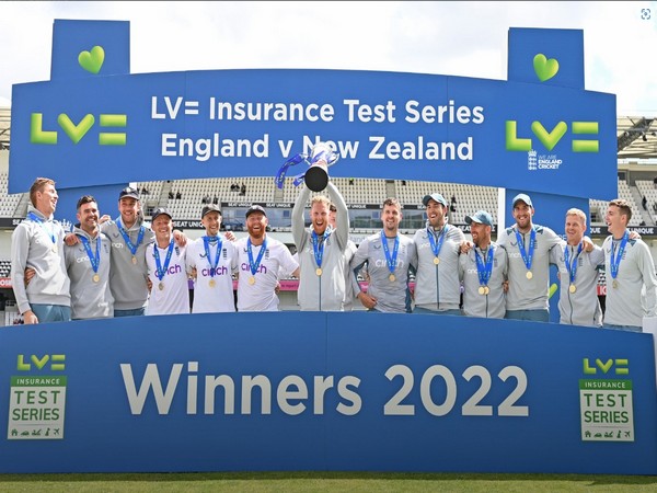 England team with the trophy. (Photo- England Cricket Twitter)