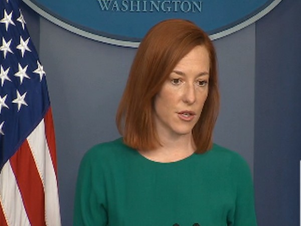 White House spokesperson Jen Psaki talking to reporters on Monday. (Photo Credit: White House)
