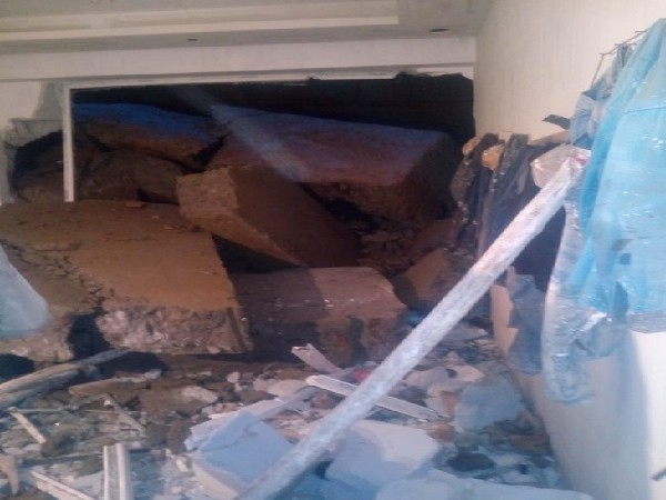 A wall collapsed in Shimla on Sunday. 