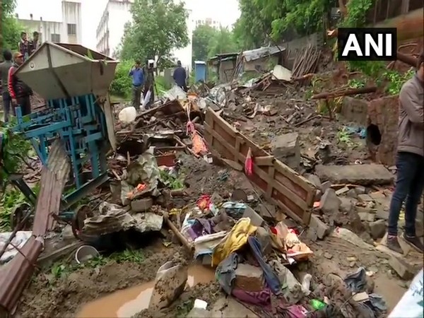 Visual of the wall collapsed in Sinhagad College campus in Pune's Ambegaon on Tuesday. Photo/ANI