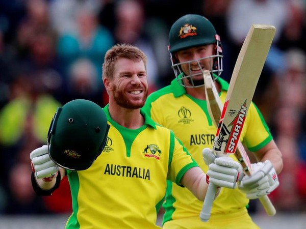 Australian opener David Warner celebrating after scoring century against Pakistan