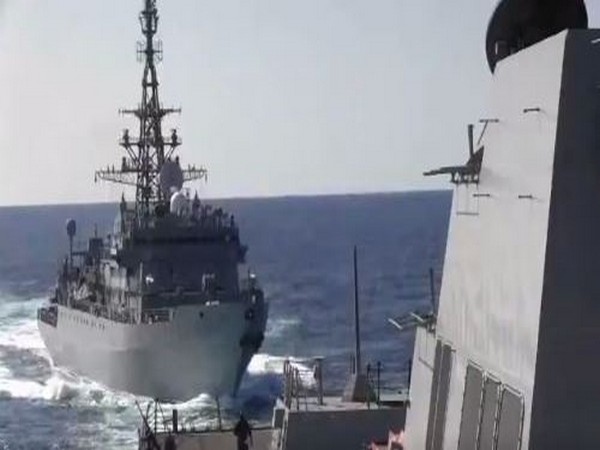 Video tweeted by US Navy 5th Fleet showing the two vessels approaching each other in the North Arabian Sea 