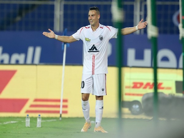NEUFC's Luis Machado will hope to continue his scoring form (Image: ISL)