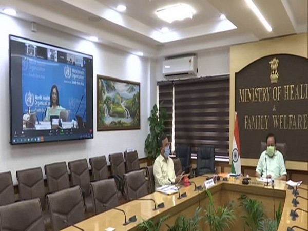 Union Health Minister Dr Harsh Vardhan addressing a virtual meeting with regional directors of WHO South-East Asia. (Photo/ANI)