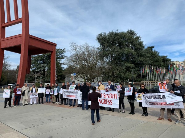 Sindhis held a protest outside the United Nations office in Geneva 