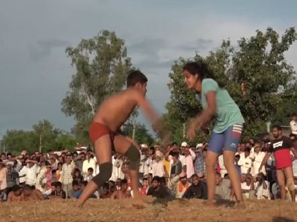 Jyoti a wrestler form Himachal Pradesh in the wrestling ring. Photo/ANI