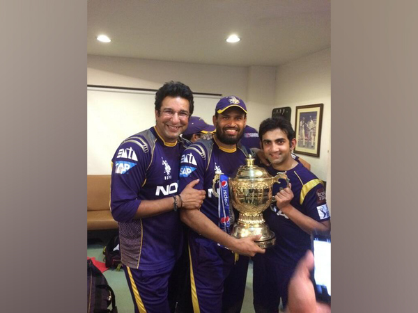 Former Pakistan pacer Wasim Akram,  Indian cricketers Yusuf Pathan and Gautam Gambhir. (Image: Wasim Akram's Twitter)