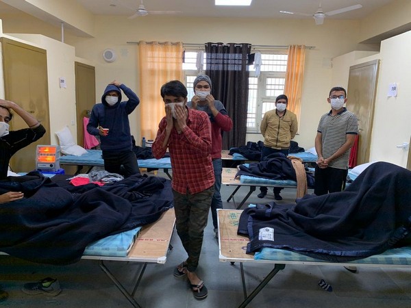 Wuhan returnees at Chhawla quarantine facility of ITBP in Delhi. Photo/ANI