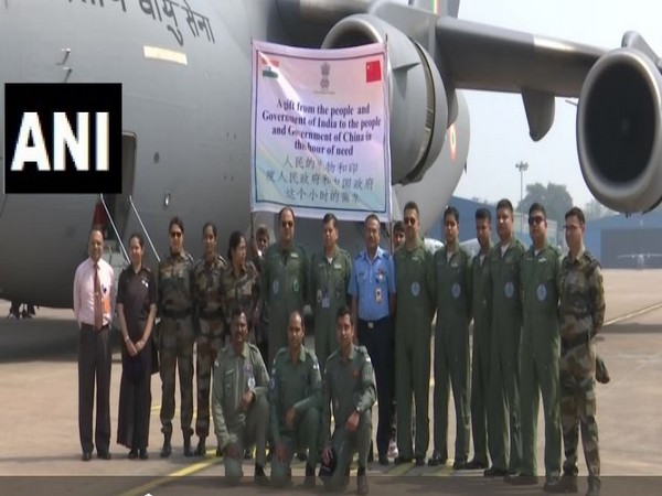 Indian Air Force team before leaving for Wuhan medical mission in New Delhi on Wednesday. Photo/ANI
