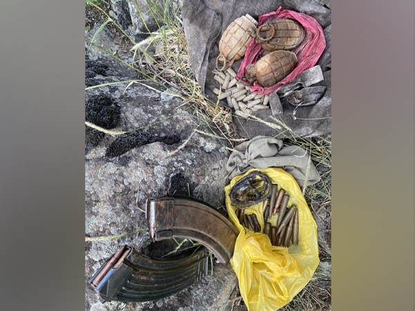 Visual of the items recovered by CRPF in Sadra Bagh forest area. (Photo/ANI)