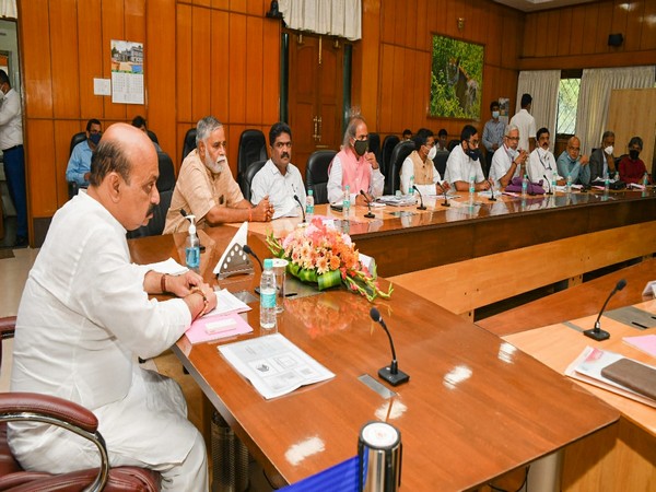 Karnataka CM Basavraj Bommai the meeting with ministers and senior officials. (Photo/ANI)