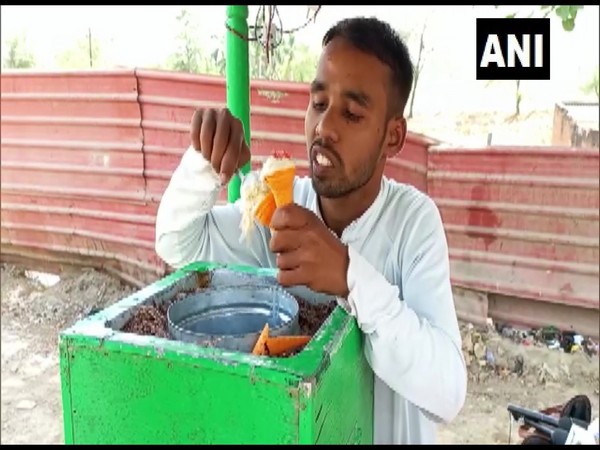 Para-athlete Sachin Sahu sells ice cream in Rewa to make ends meet (Photo/ANI)