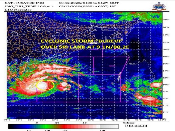 Cyclone storm Burevi over Sri Lanka (Photo: IMD)