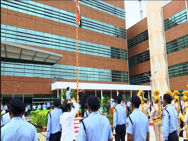 Chairman of the Airports Authority of India, Sanjeev Kumar hoists flag at IGI Airport (Photo/ANI)