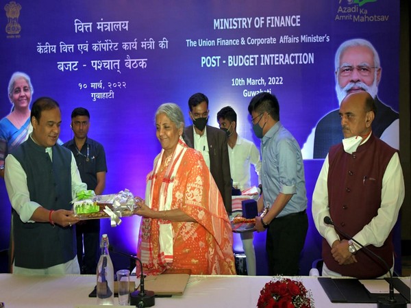 Assam CM HB Sarma interacts with Union Minister Nirmala Sitharaman and others