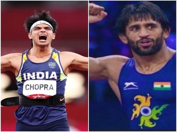 Javelin thrower Neeraj Chopra (Photo/ Olympics Twitter) and Bajrang Punia (Photo: Twitter/SAI Media)