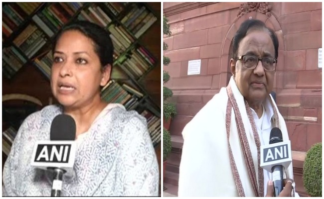 Congress leaders Sharmistha Mukherjee (L) and P Chidambaram (R)