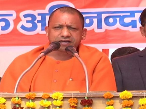 Uttar Pradesh Chief Minister Yogi Adityanath addressing a rally in Delhi on Tuesday. Photo/ANI