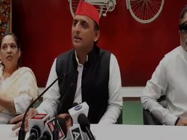 SP chief Akhilesh Yadav addressing press conference in Lucknow on Sunday 