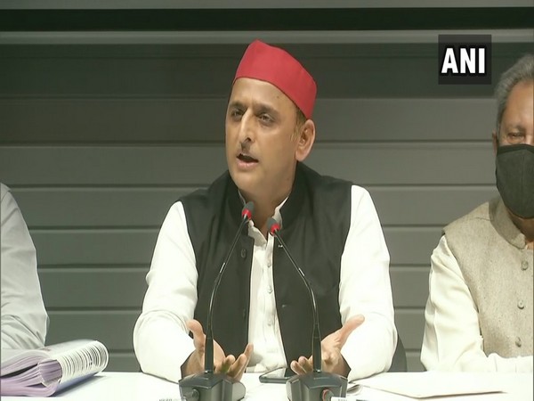 SP chief Akhilesh Yadav addressing a press conference in New Delhi on Saturday.