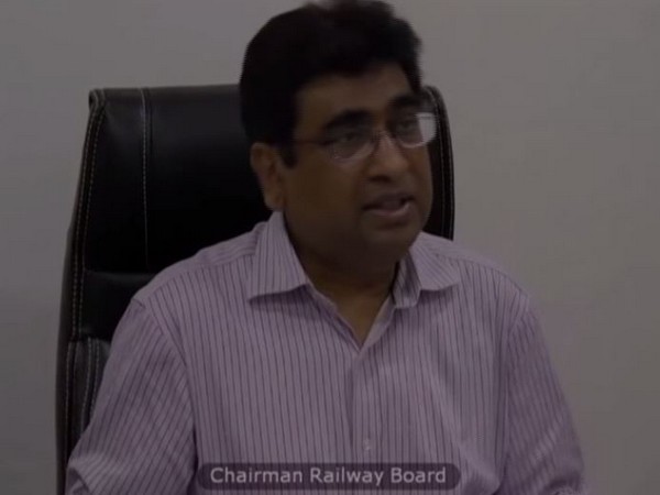 Railway Board Chairman Vinod Kumar Yadav speaking to reporters on Monday in New Delhi