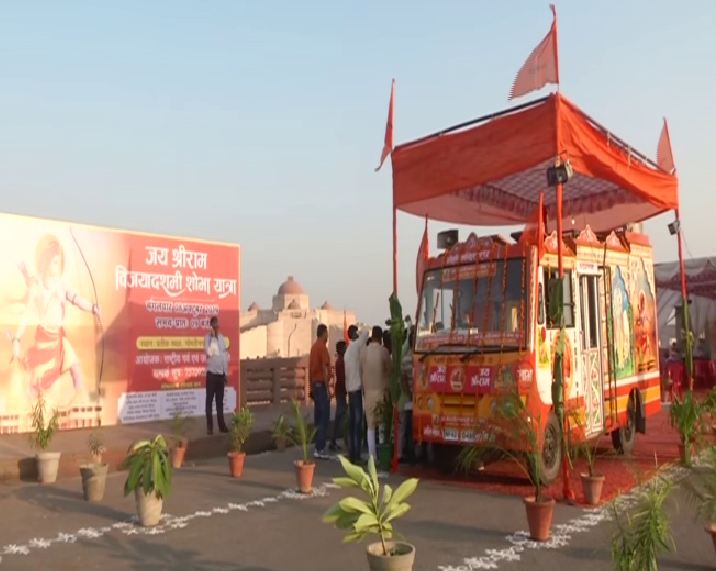 Visual of the procession to be taken out by RSS on Vijyadashmi. Photo/ANI