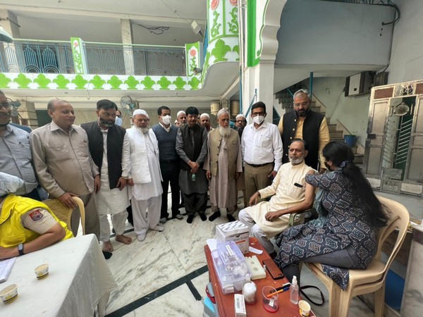 Visual of vaccination in Madina Masjid of Jafrabad area (Photo/ANI)