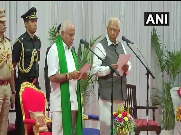 BS Yeddyurappa taking oath as Karnataka Chief Minister at Raj Bhavan, Bengaluru on Friday evening 